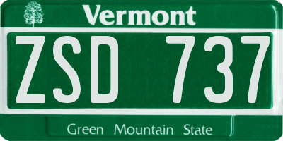 VT license plate ZSD737