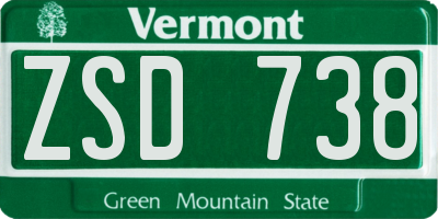 VT license plate ZSD738