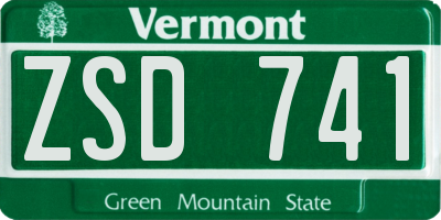 VT license plate ZSD741