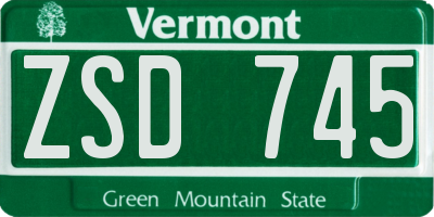 VT license plate ZSD745