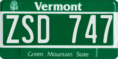 VT license plate ZSD747