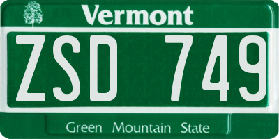 VT license plate ZSD749