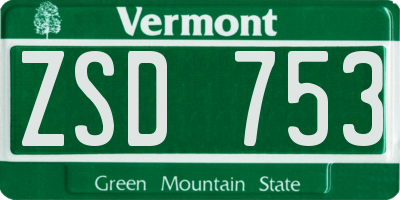 VT license plate ZSD753