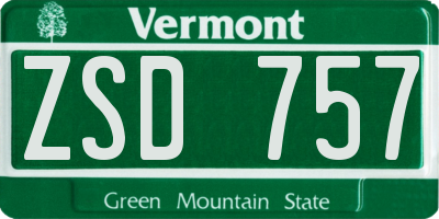 VT license plate ZSD757