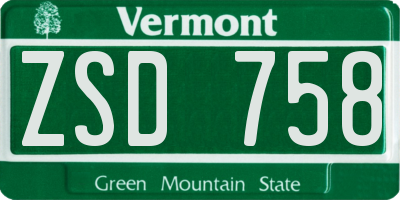 VT license plate ZSD758