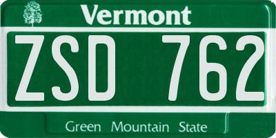 VT license plate ZSD762