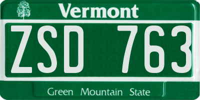VT license plate ZSD763