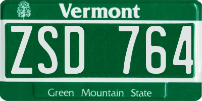 VT license plate ZSD764