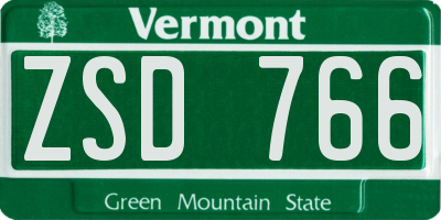VT license plate ZSD766