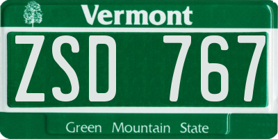 VT license plate ZSD767