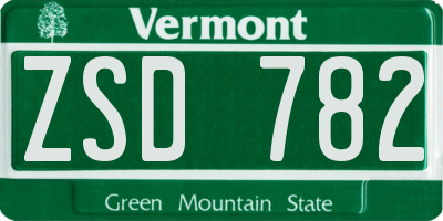 VT license plate ZSD782