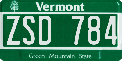 VT license plate ZSD784