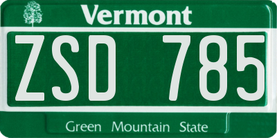 VT license plate ZSD785