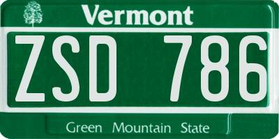 VT license plate ZSD786