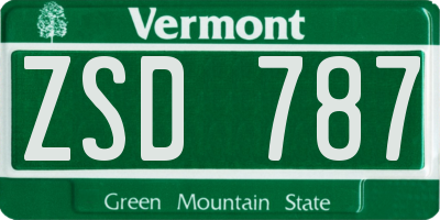 VT license plate ZSD787