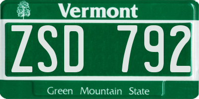 VT license plate ZSD792