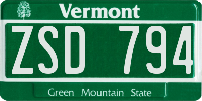 VT license plate ZSD794