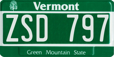 VT license plate ZSD797