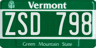 VT license plate ZSD798