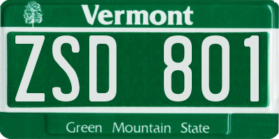 VT license plate ZSD801