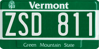 VT license plate ZSD811