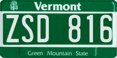 VT license plate ZSD816