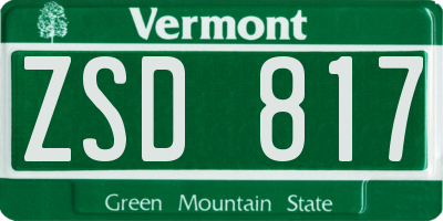 VT license plate ZSD817