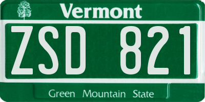 VT license plate ZSD821