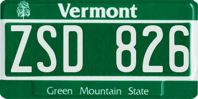 VT license plate ZSD826