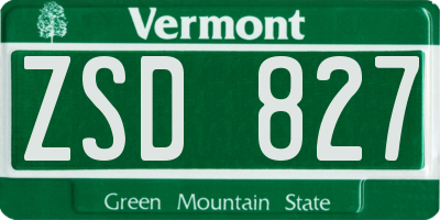 VT license plate ZSD827