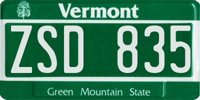 VT license plate ZSD835