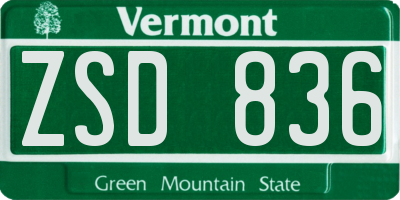 VT license plate ZSD836