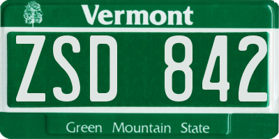 VT license plate ZSD842