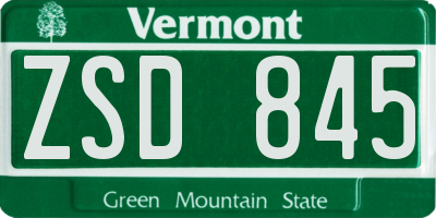VT license plate ZSD845