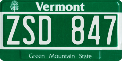 VT license plate ZSD847