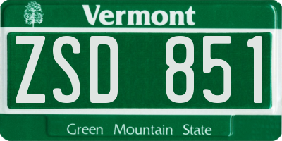 VT license plate ZSD851