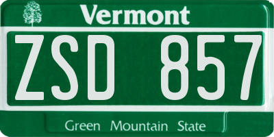 VT license plate ZSD857