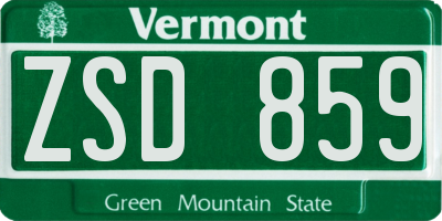 VT license plate ZSD859