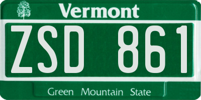 VT license plate ZSD861