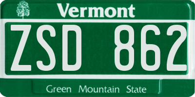VT license plate ZSD862