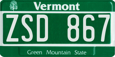VT license plate ZSD867