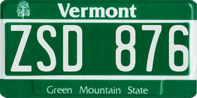 VT license plate ZSD876