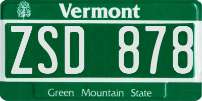 VT license plate ZSD878