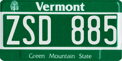 VT license plate ZSD885