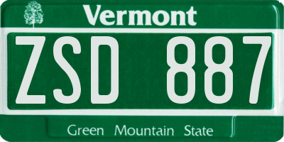 VT license plate ZSD887