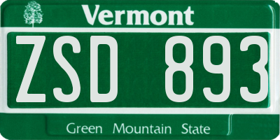 VT license plate ZSD893