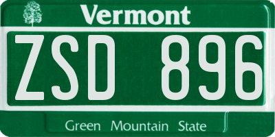 VT license plate ZSD896