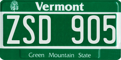 VT license plate ZSD905