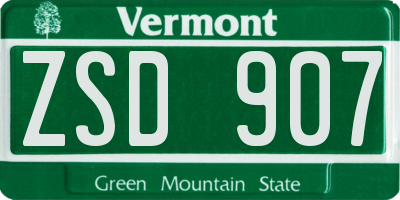 VT license plate ZSD907