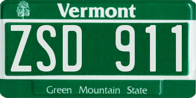 VT license plate ZSD911